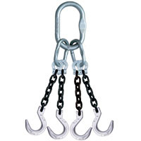 Grade 80 Chain Sling 5/16 x 6 Quad Leg with Foundry Hook 